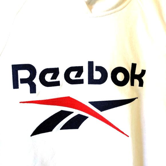 Reebok Hoodie Women’s Size Small Sweatshirt Oversized Athletic Workout Gym White - Picture 3 of 6